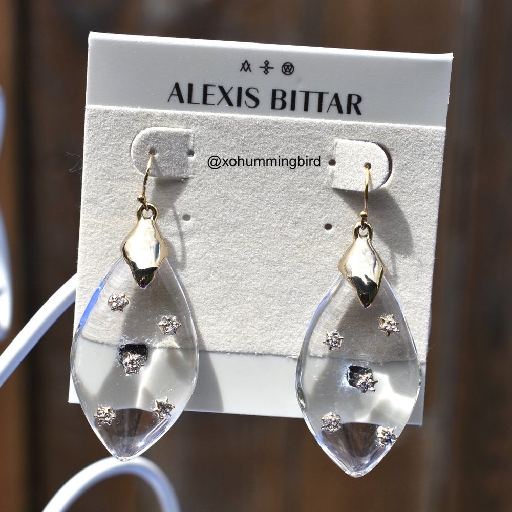 Alexis Bittar | Spike Studded Wire Drop Earring (Clear) - Picture 4 of 7